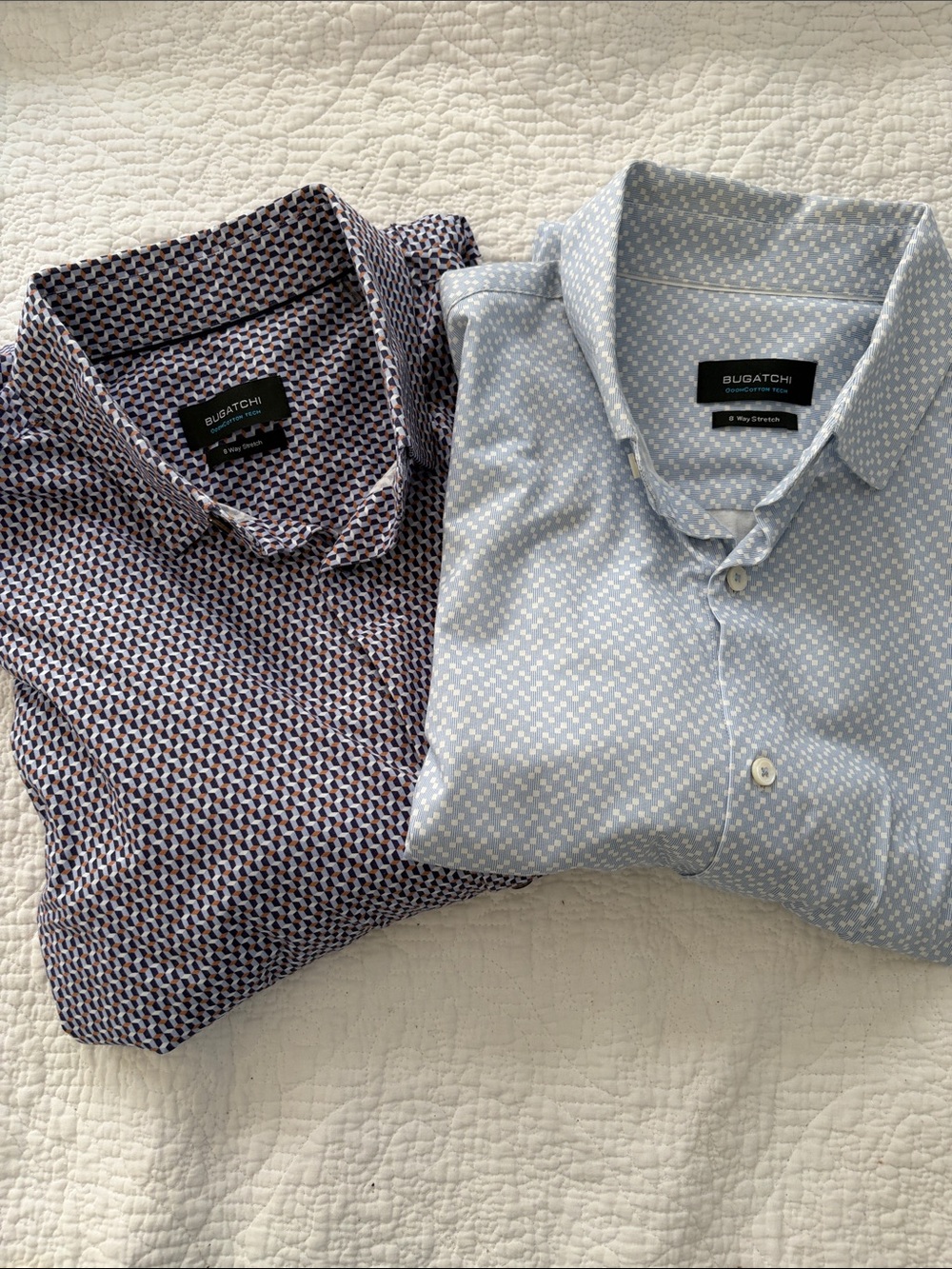 Bugatchi Navy and White Geometric Dress Shirt (two shirts together) - Picture 4 of 4